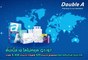 ดั๊บเบิ้ล เอ โตไม่หยุด Q1/67 รายได้ 6,456 ล้านบาท กำไรสุทธิ 529 ล้านบาท ชูกลยุทธ์รุกตลาดใหม่ในต่างประเทศ