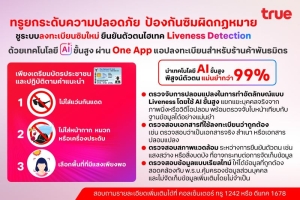 ทรูเดินหน้ายกระดับความปลอดภัย ป้องกันซิมผิดกฎหมาย ชูระบบลงทะเบียนซิมใหม่ ใช้เทคโนโลยีพิสูจน์ตัวตนด้วย AI ขั้นสูง