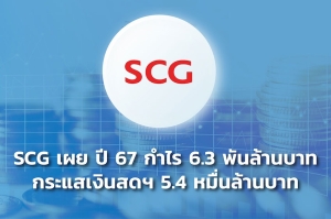 เอสซีจี เผยปี 67 กำไร 6.3 พันล้านบาท กระแสเงินสดฯ 5.4 หมื่นล้านบาท ระดับเดียวกับปี 2566