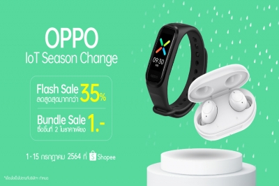 OPPO จัดโปรเซอร์ไพรส์! เปิดแคมเปญ ‘IoT Season Change’ มอบส่วนลดสินค้า IoT สูงสุดกว่า 35% พร้อมส่วนลดสินค้าชิ้นที่สองเริ่มต้นเพียง 1 บาท! ตั้งแต่วันที่ 1 – 15 กรกฎาคมนี้ บน Shopee เท่านั้น