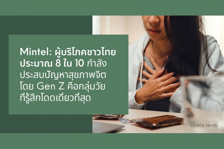 Mintel เผยผลสำรวจผู้บริโภคชาวไทยประมาณ 8 ใน 10 กำลังประสบปัญหาสุขภาพจิต โดย Gen Z คือกลุ่มวัย ที่รู้สึกโดดเดี่ยวที่สุด