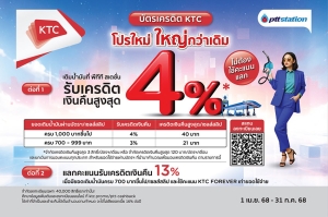เคทีซีร่วมกับพีทีที สเตชั่นแบ่งเบาภาระค่าน้ำมันช่วงวันหยุดยาว มอบเครดิตเงินคืนสูงสุด 4% และใช้คะแนนแลกรับเครดิตเงินคืนได้เพิ่มอีก 13%