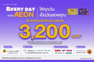 อิออน เติมเต็มไลฟ์สไตล์ให้ทุกวันเป็นวันของคุณ รับเครดิตเงินคืนรวมสูงสุด 3,200 บาท เมื่อใช้จ่ายด้วยบัตรเครดิตอิออน*