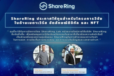 SHR RING (THAILAND) ประกาศให้ทุนสำหรับโครงการวิจัยในงานที่เกี่ยวเนื่องกับ METAVERSE และ DIGITAL IDENTITY รวมถึง NFTS
