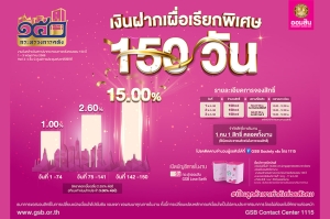ออมสิน ร่วมฉลอง 150 ปี กระทรวงการคลัง จัดโปรแรง! เงินฝาก 150 วัน ดอกเบี้ยพิเศษเฉลี่ย 2.55% ต่อปี พร้อมสลากออมสิน “ออมร้อย ชิงร้อยล้าน”ในงาน “MOF JOURNEY” วันที่ 1-3 พ.ค.นี้ ที่ศูนย์ฯ สิริกิติ์