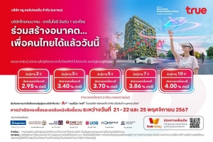 ได้เวลาจองแล้วหุ้นกู้ ทรู คอร์ปอเรชั่น ใหม่ 5 ชุดเคาะดอกเบี้ย 2.95-4.00% ต่อปี  พร้อมเรทติ้ง A+