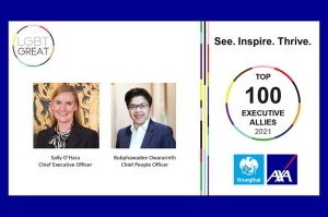 2 ผู้บริหาร กรุงไทย-แอกซ่า ประกันชีวิต ได้รับคัดเลือกให้เป็น Top 100 Executive Allies 2021 จาก LGBT Great