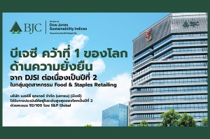 บีเจซี คว้าที่ 1 ด้านความยั่งยืนจาก DJSI ต่อเนื่องเป็นปีที่ 2 ในกลุ่มอุตสาหกรรม Food &amp; Staples Retailing ด้วยคะแนนสูงสุดของโลก